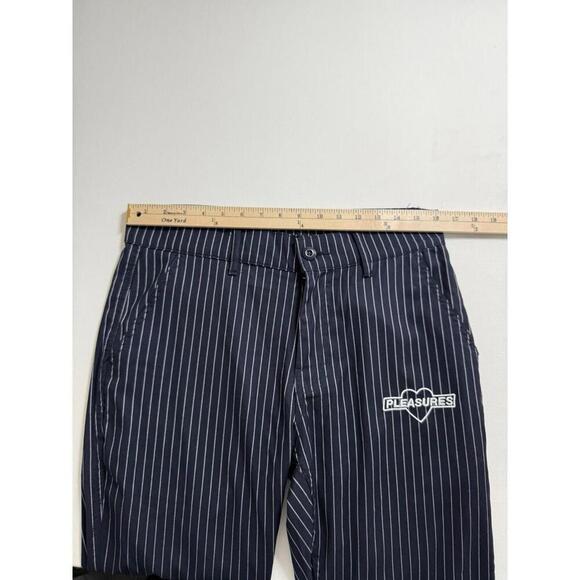 Pleasures Now Promise Pinstripe Heart Pants Trousers 30x31 Navy Blue - Picture 6 of 7